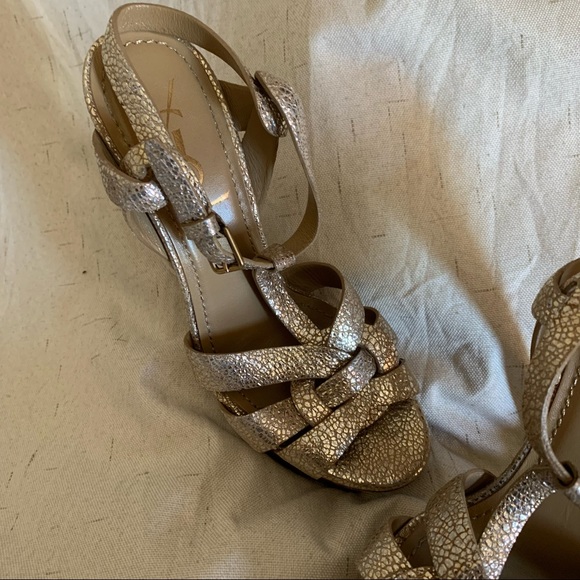 YSL tribute platform gold leather heels - Picture 2 of 16